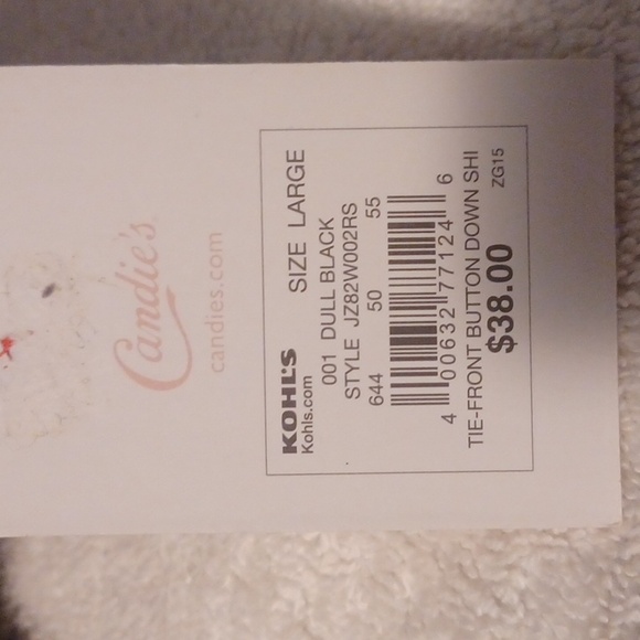 Candies Sheer V-neck Roll-up sleeves ties in front Top Size Large BNWT - Picture 6 of 6